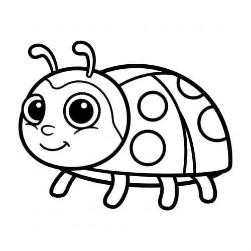 Cute Lady Bug Coloring Page for 1-Year-Olds