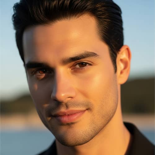 Captivating Portrait of Handsome Man with Chiseled Jawline