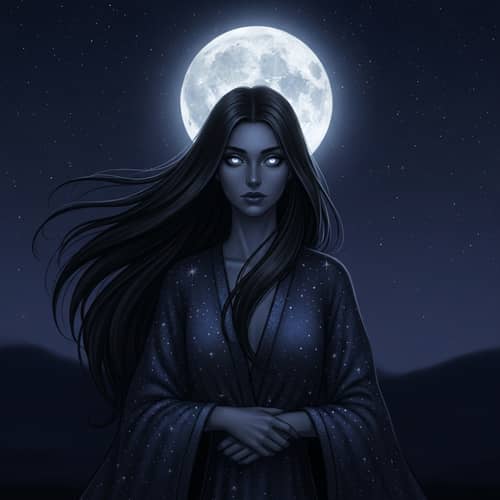 Daughter of the Night | Mystical Character in Starlit Sky