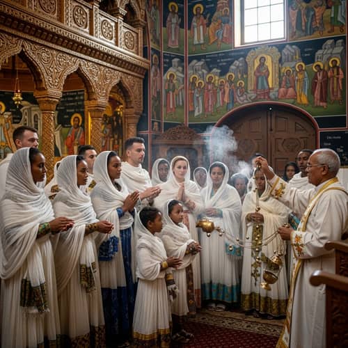 Ethiopian Orthodox Culture Blessing Ceremony | Church Interior