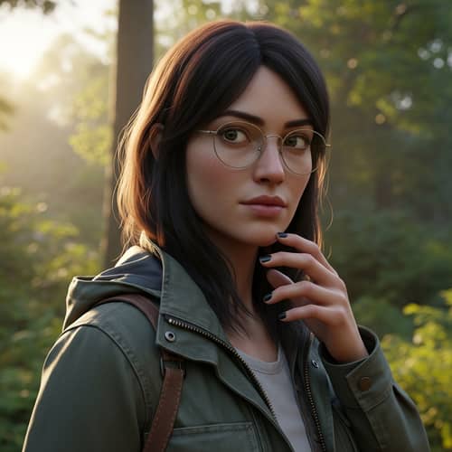 Environmental Woman with Glasses | Dark Brown Hair