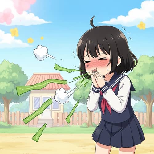 Embarrassed Girl Cartoon | Whimsical Anime Illustration