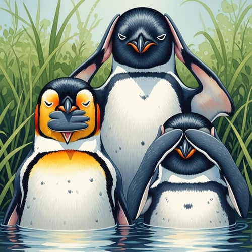 Whimsical Watercolor Penguins: Nature-Inspired Art