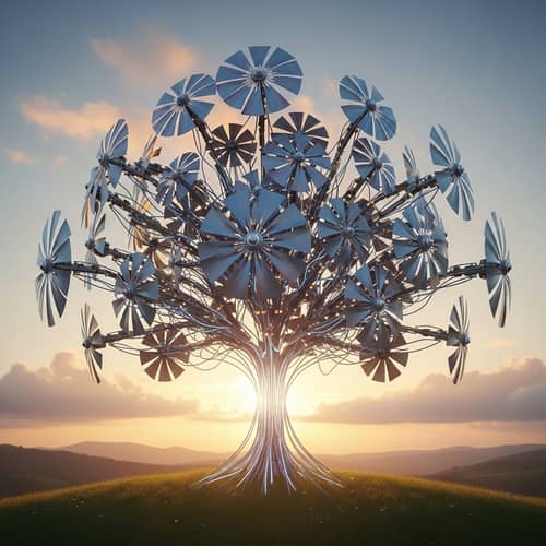 Tree Harnessing Wind Energy from Its Leaves