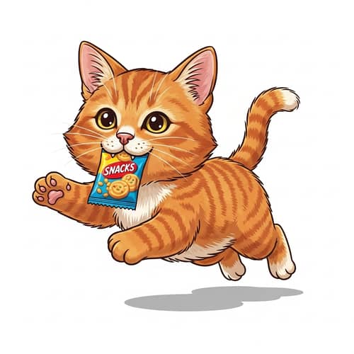 Adorable Orange Tabby Cat With Snacks in Motion | Treasure Hunt