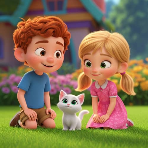 Disney Pixar Style: Redhead Boy & Blonde Girl