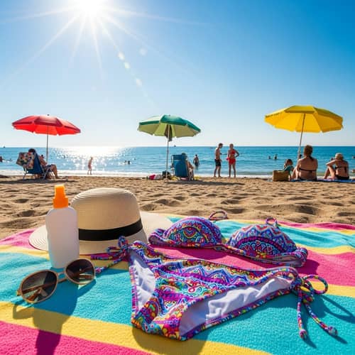 Summer Beach Day: Sunny Skies, Crystal Blue Ocean & Colorful Vibes