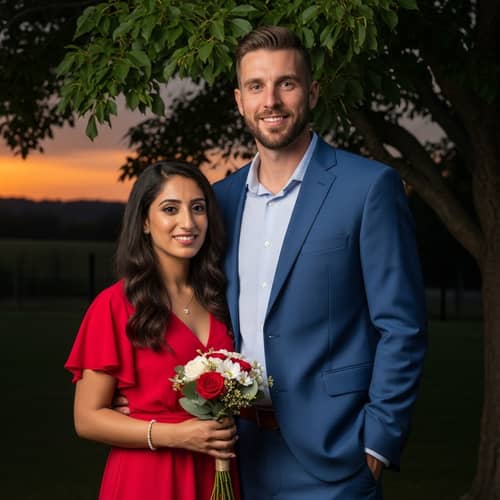 Romantic Couple under Tree at Sunset | Beautiful Sunset Photo
