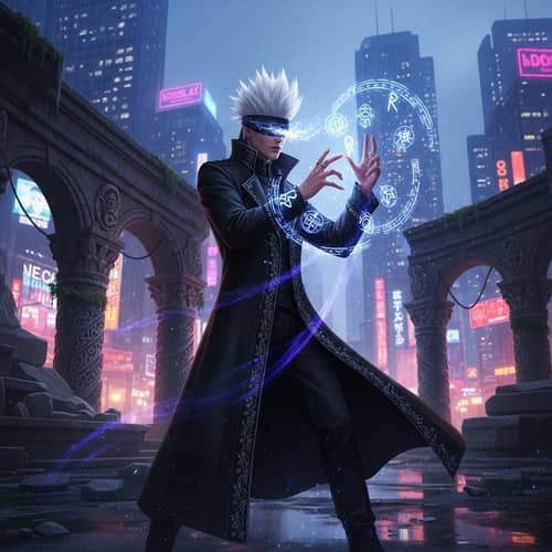 Powerful Mystic Figure in Urban Setting | Invoke Magic Spell