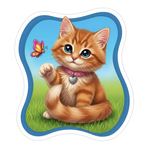 Adorable Ginger Cat Sticker Design
