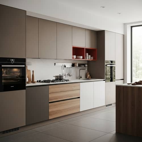 Modern Kitchen Interior Design | Earthy Neutrals with a Pop of Color