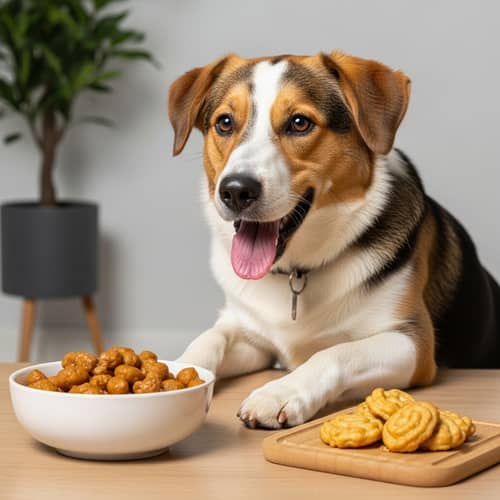 Dog Enjoying Meal: Happy Canine Dining Blissfully
