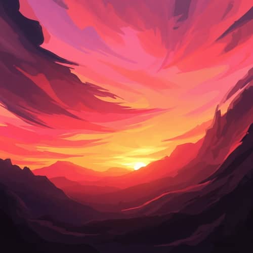 Abstract Sunset Painting with Vibrant Hues