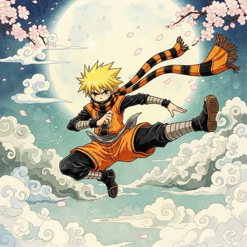 Spiky Yellow Hair Ninja Anime Character