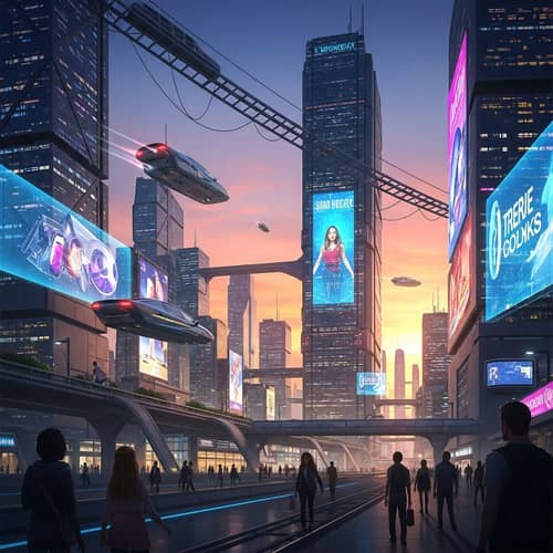 Futuristic High-Tech Cityscape at Dusk