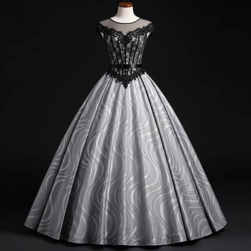 Elegant Silver and Black Ball Gown for Regal Events