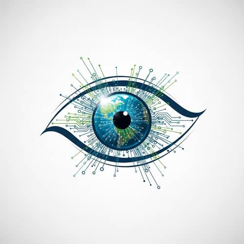 Earth-Eye Logo with Data Streams | Global Data Connectivity