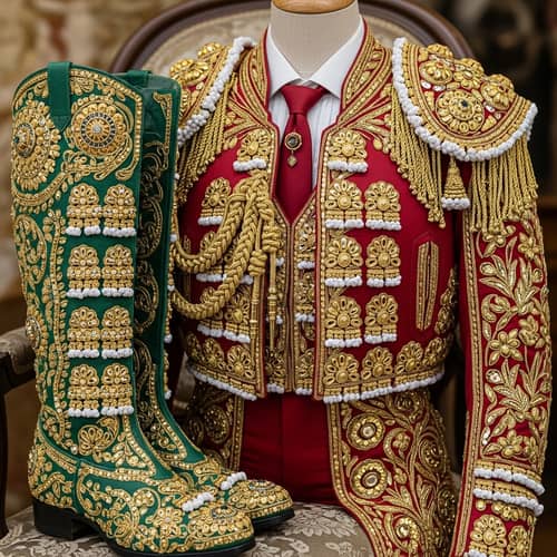 Stylish Chaquetilla Torero Jacket and Boot Ensemble with Luxe Details