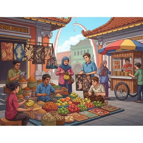 Indonesian Street Market: Vendors, Spices, Crafts & More