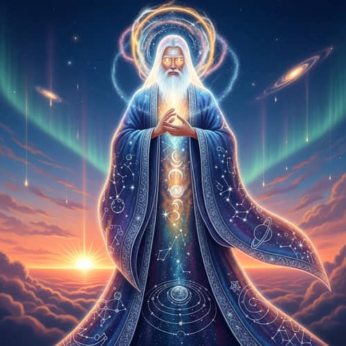 Celestial Deity: Mystical Figure Bathed in Ethereal Light
