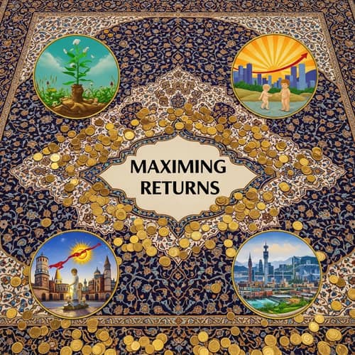 Islamic Art: Maximize Returns with Ornate Carpet & Golden Coins