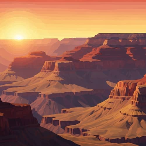 Abstract Sunset over Grand Canyon | Colorful Transition from Day to Night
