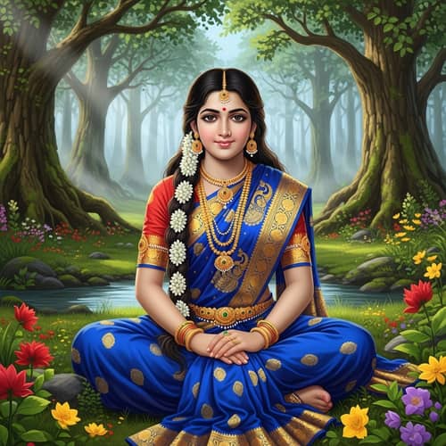Sita - Traditional Representation in Lush Forest