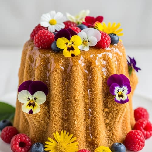 Dense Honey Cake in Tree Trunk Form | Edible Flowers & Berries