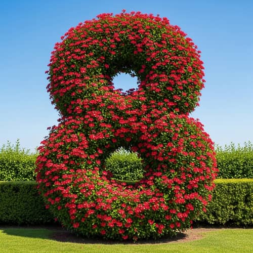 Number 8 Lined with Red Flowers