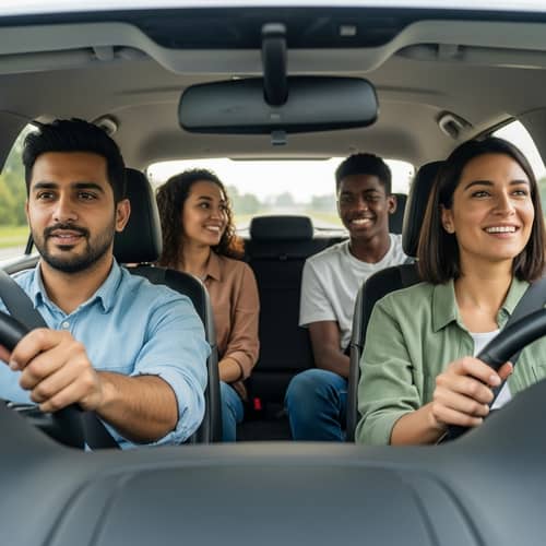 Islamic Family Drive: South Asian Father, Middle-Eastern Mother, Black Teenagers