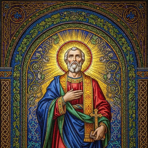 Classic Saint Mosaic Art | Divine Religious Figure in Vibrant Colors