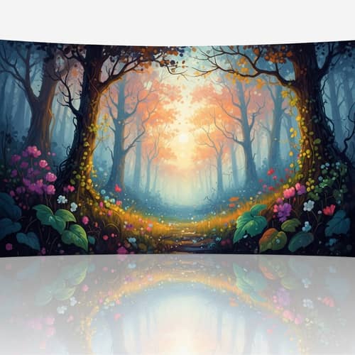 Mystical Forest at Dawn: Impressionist Painting in Nature