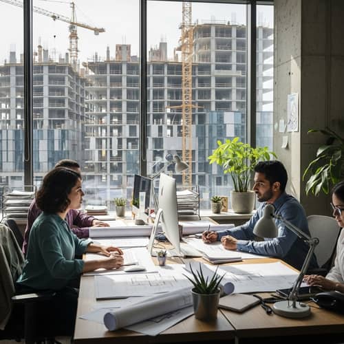 Energetic Office Scene with Diverse Employees Working