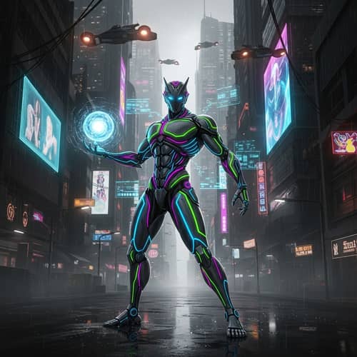 Dynamic Futuristic Android Illustrations | Cyberpunk Art Theme