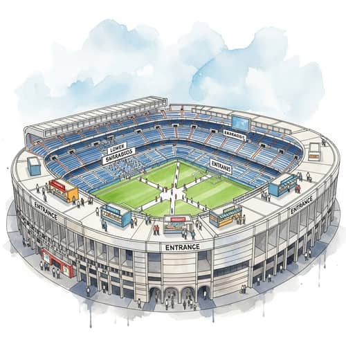 Santiago Bernabeu Watercolor Art for Waitstaff