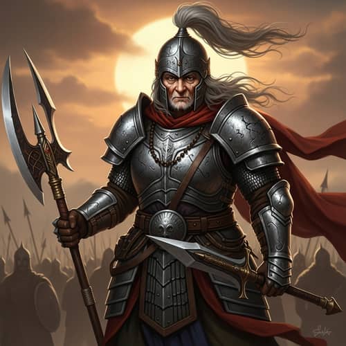 Majestic South Asian Woman Warlord in Heavy Armor