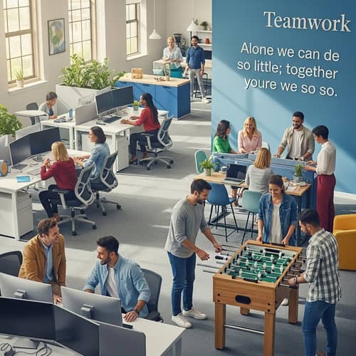 Vibrant Office Environment Fostering Diversity and Teamwork