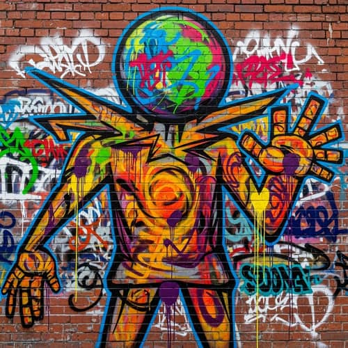 Colorful Graffiti Art on Brick Wall | Street Art Culture