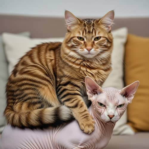 A Cat Sitting Over Another Cat: Feline Fun