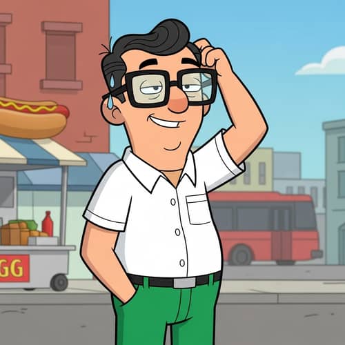 Peter Griffin - Adult Cartoon Character with Glasses & White Shirt