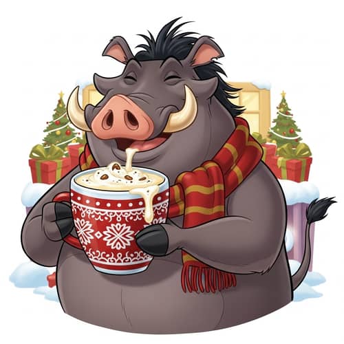 Festive Jumbo Eggnog Pumba Cartoon - Holiday Celebration