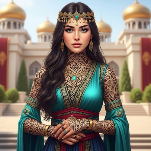 Realistic Princess Jasmine with Stunning Tattoos | Palace Background
