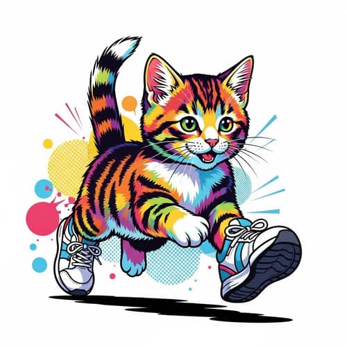 Playful Kitten in Vibrant Pop Art Style