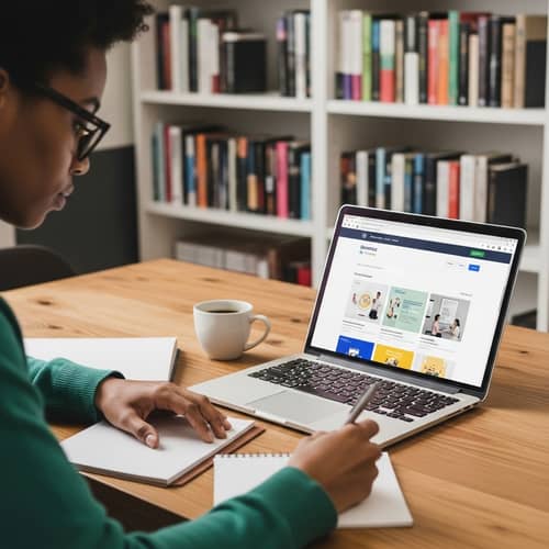 Diverse Individual Studying Online with Modern Laptop | Educational Website