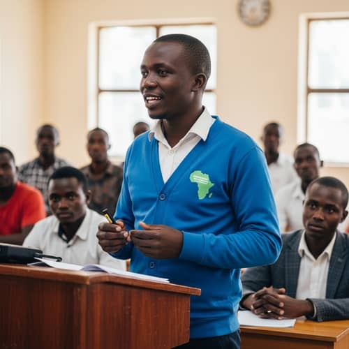 Expert African Man Sharing Insights | Documented Lecture Photo