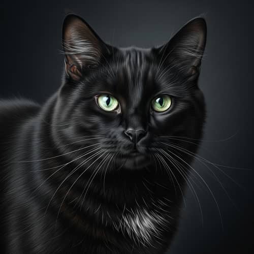Regal Black Cat - Hyperrealistic Painting with Mesmerizing Eyes