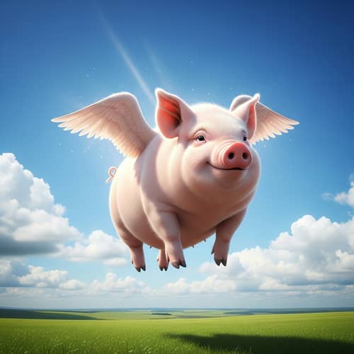 Flying Pig - Magical Pig Soaring in Blue Sky
