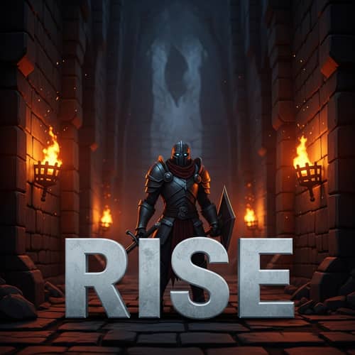 Rise - Bold Avatar in Stone-Walled Dungeon with Fire Glow