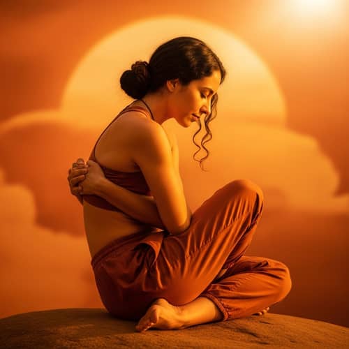 Hispanic Woman Meditating in Padasana Pose