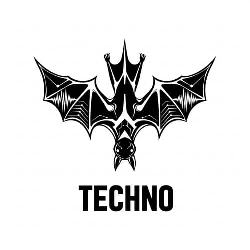 2D Logo with Upside-Down Bat for Techno Music